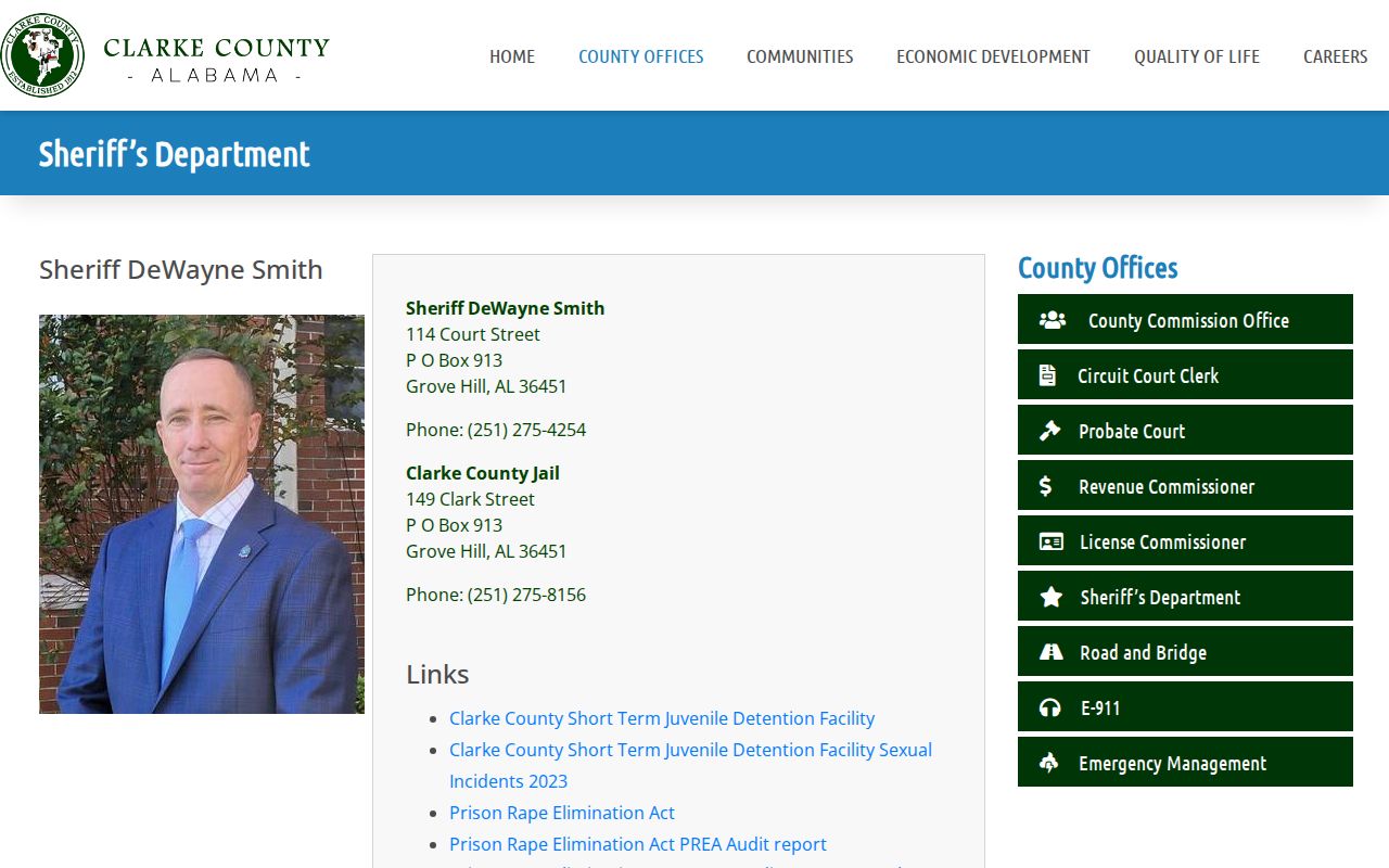 Clarke County Sheriff's Department jail release record source page