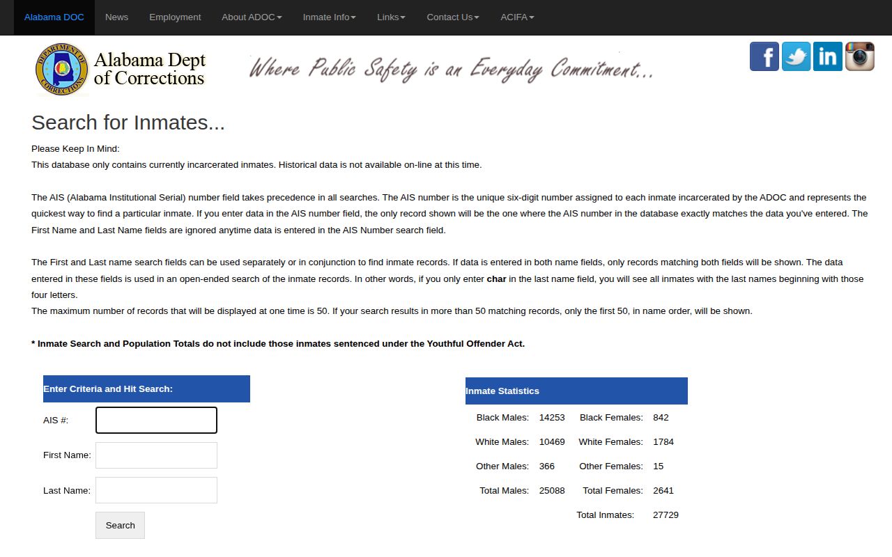 ADOC inmate search for Clarke County released inmate and release date lookup