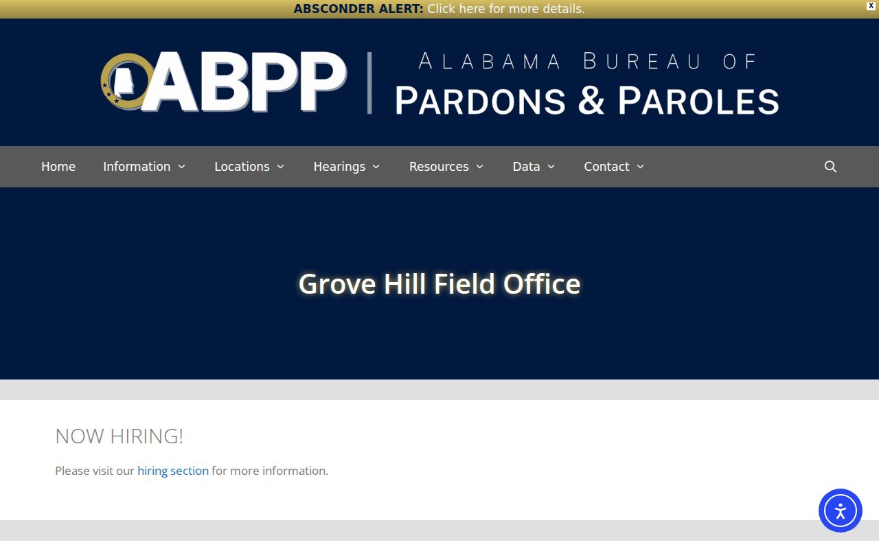 Clarke County post-release supervision Grove Hill Field Office page