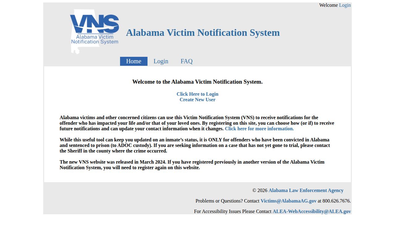 Clarke County VINE inmate check Alabama VNS scope source